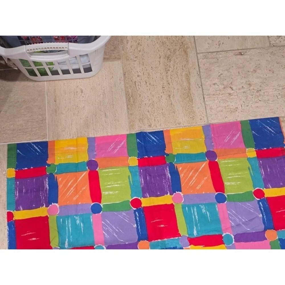2 Rainbow Blocks Grid Bright Brushstroke Effects Vertical Curtains 63